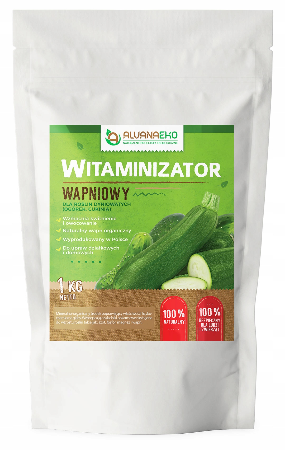 

Naturalny nawóz Wapniowy do ogórków i cukinii 1kg