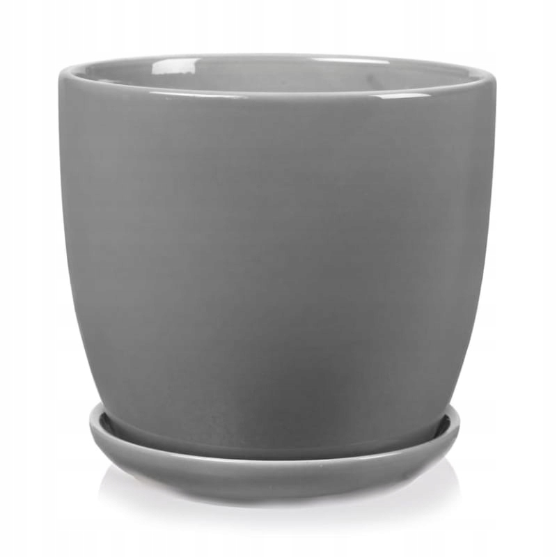 

Szara doniczka ceramiczna z podstawką 13 cm