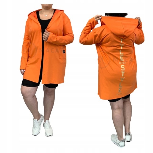 

Bluza Z Kapturem Kardigan Dresowy Plus Size Orange