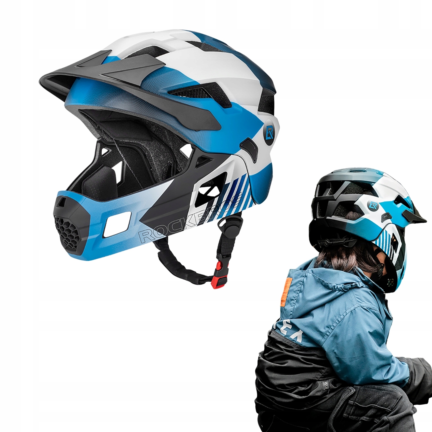 Dětská Cyklistická Přilba Rockbros Full Face, Velikost S, Odnímatelná Čelist Mtb