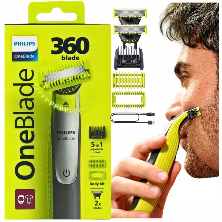 Holicí Strojek Zastřihovač Philips Oneblade 5v1 Strojek Na Obličej Těla Pouzdro 3 Břity