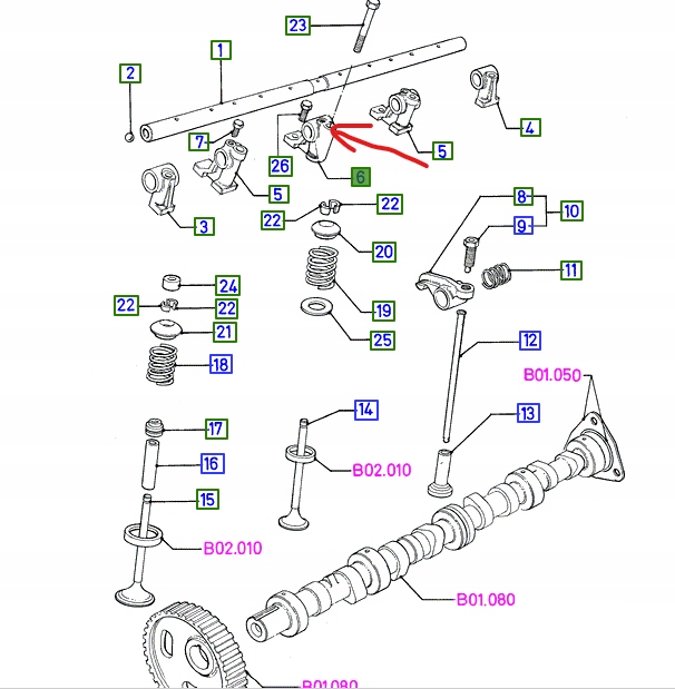 WSPORNIK WAŁKA DŹWIGNI ZAWORÓW FORD TRANSIT 84-00