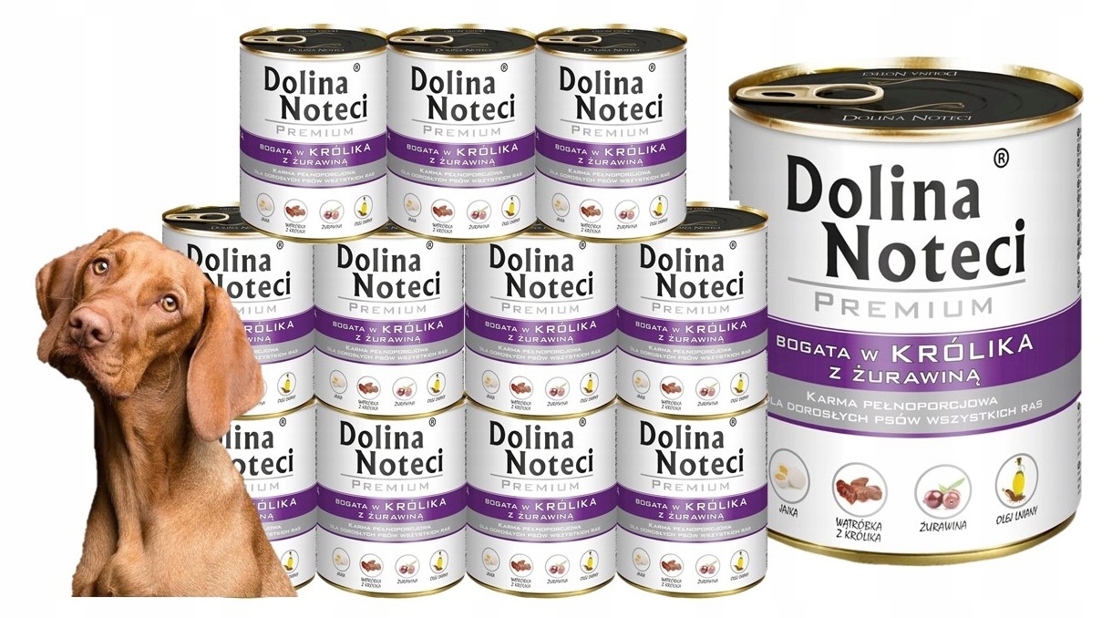 Dolina Noteci Premium vlhké krmivo bohaté na králíka s brusinkami 12x800 g