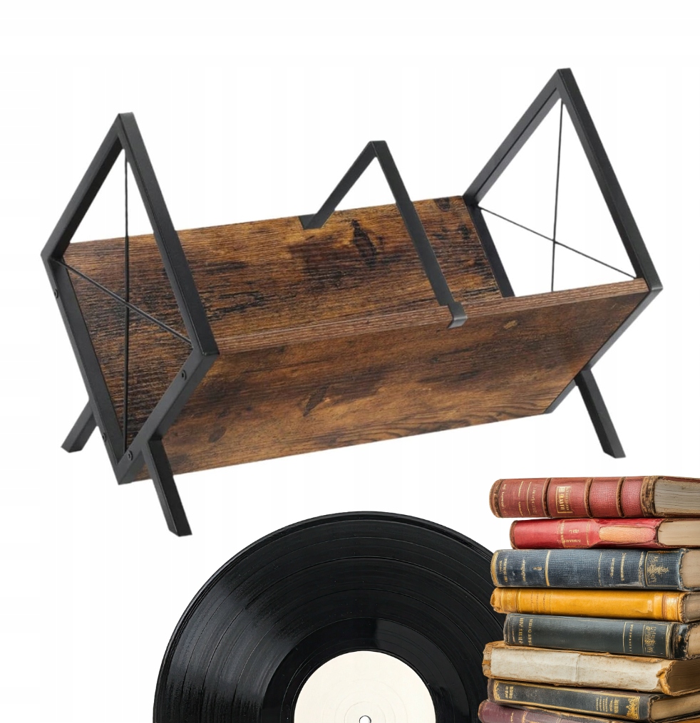 Držák Podpěra Stojan Na Knihy Vinylové Desky Dikom Rustikální Loft