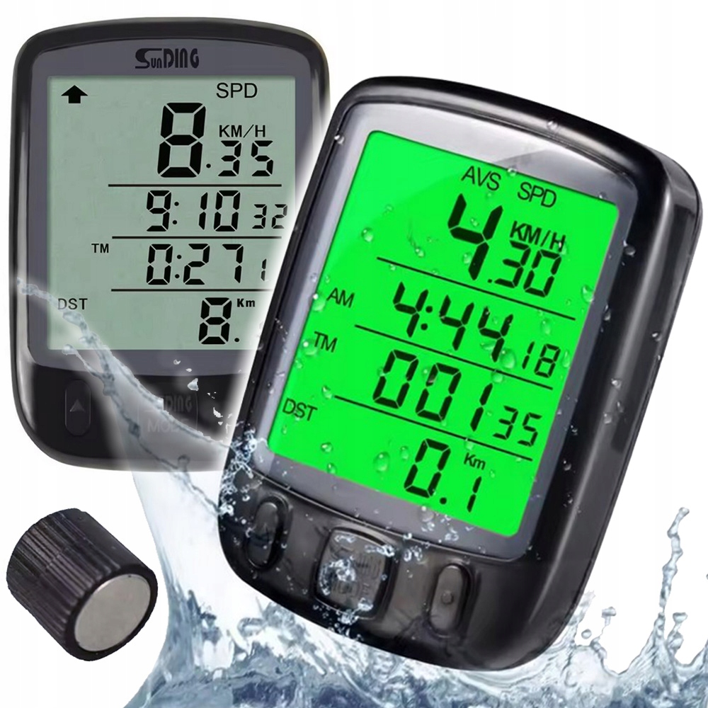 LICZNIK ROWEROWY WODOODPORNY 25 FUNKCJI LCD WYŚWIETLACZ PODŚWIETLANY CZARNY