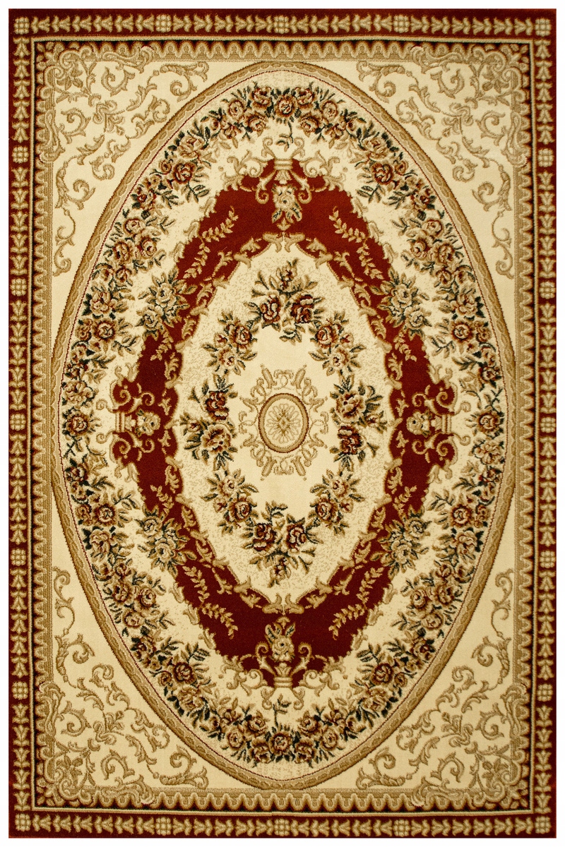 Dywan Do Salonu Ornamentowy Czerwony Krem Rose 240x330 cm