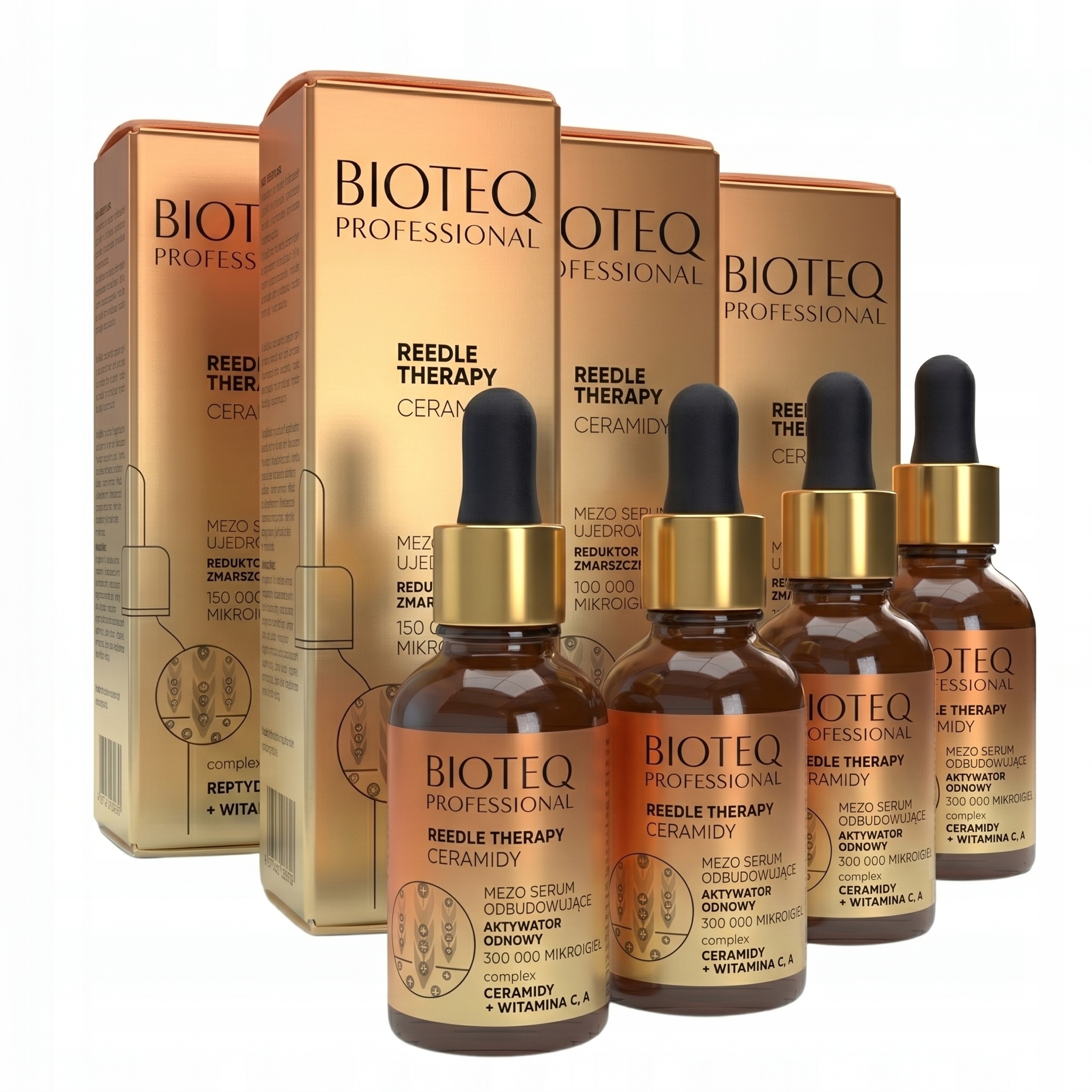 4x Mezo Obnovující sérum s mikrojehlami Set Bioteq s Ceramidy 30 ml