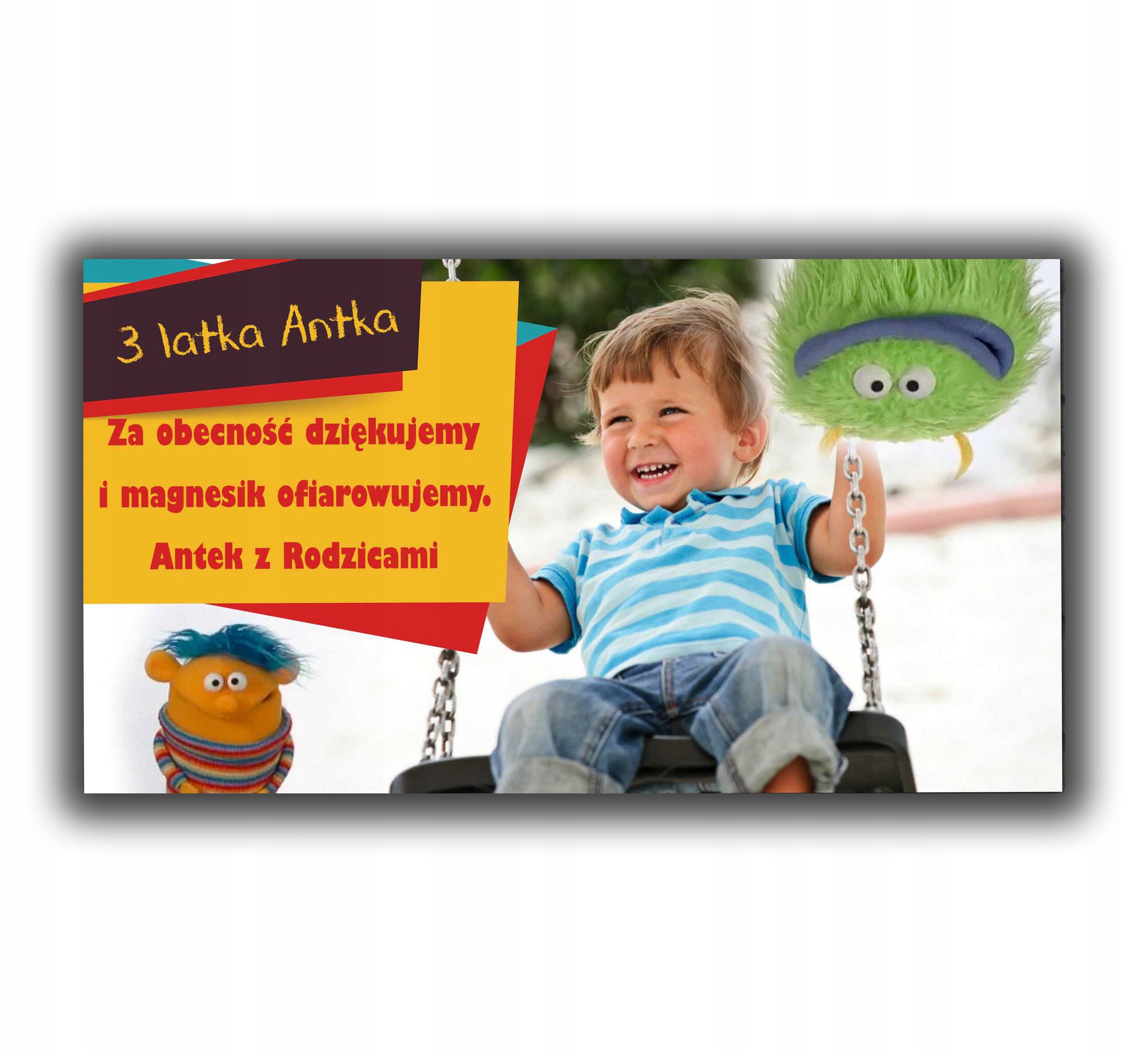 Podziękowanie dla gości na urodziny FOTO magnes