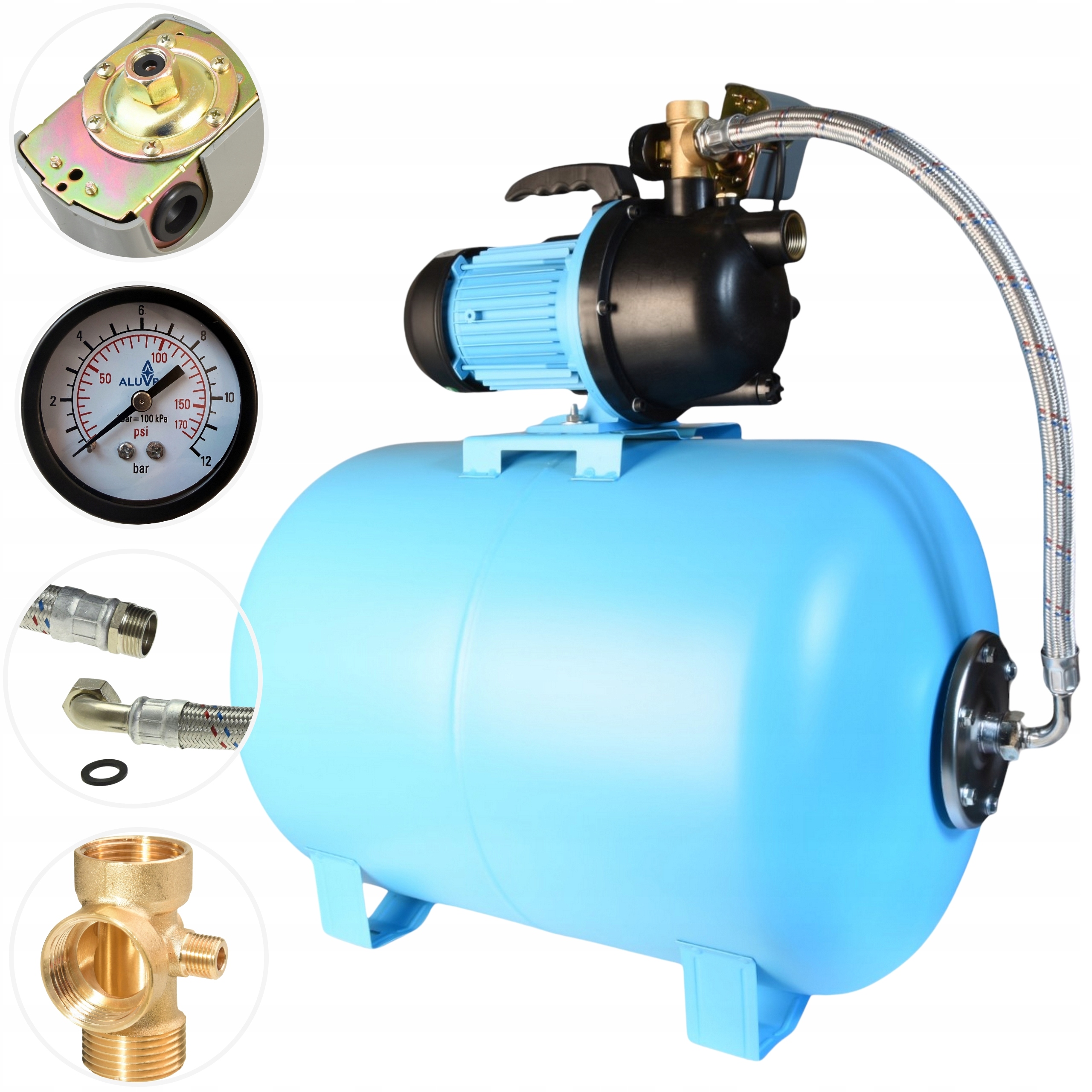 Hydrofor Na Vodu Hydroforová Pumpa 550W 50L/MIN Nádrž 80L Přenosná