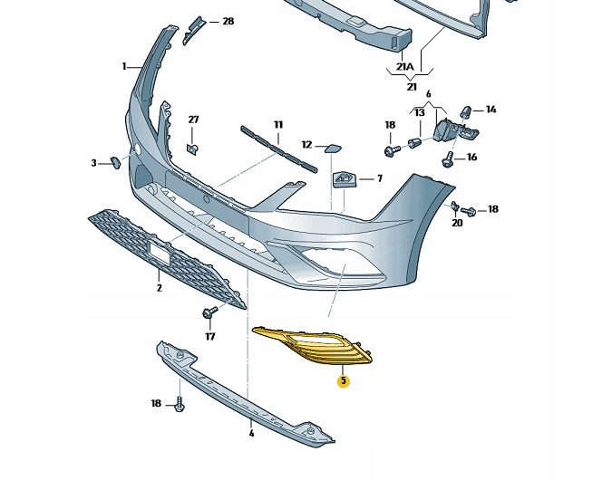 ATRAPA KRATKA ZDERZAKA LEWA SEAT LEON 5F CUPRA FR Color black