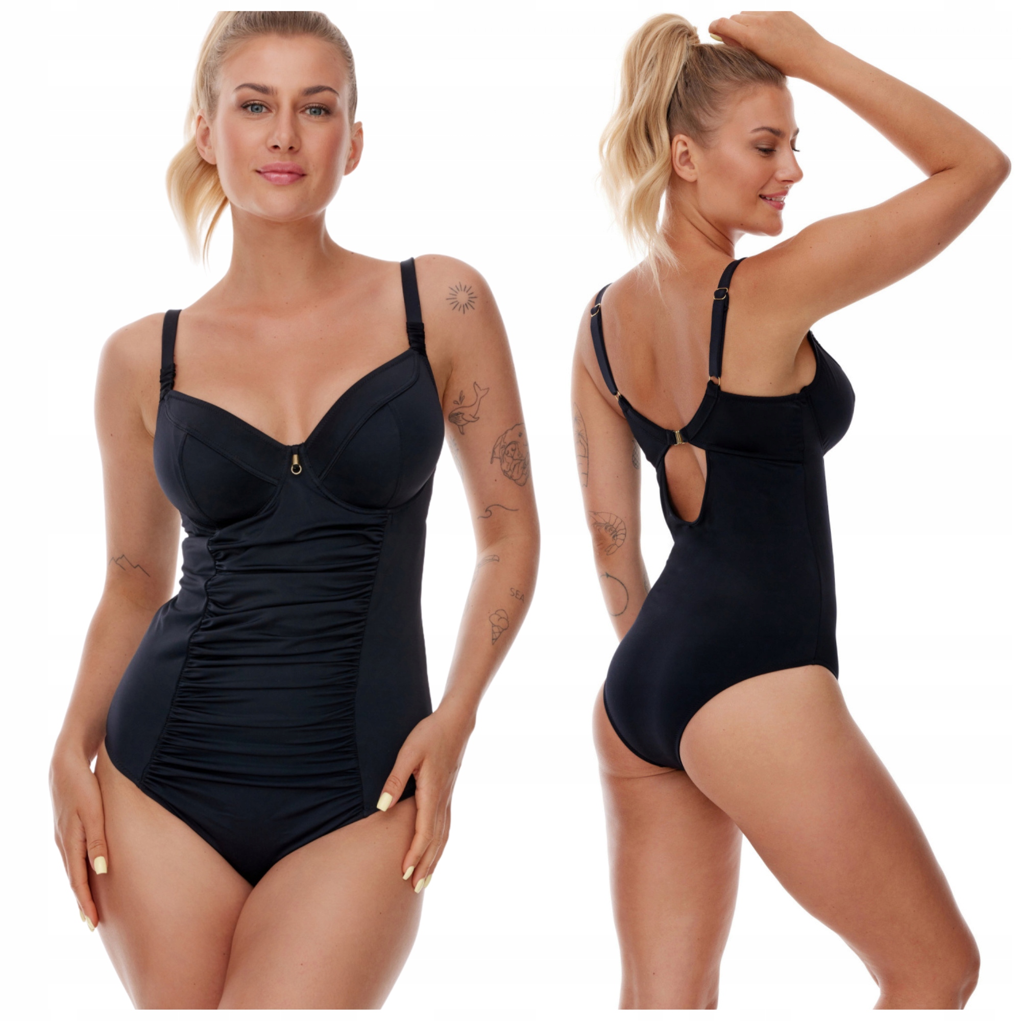 Plavky modelující břicho s volánky, černé Lupo Cejlon 75I