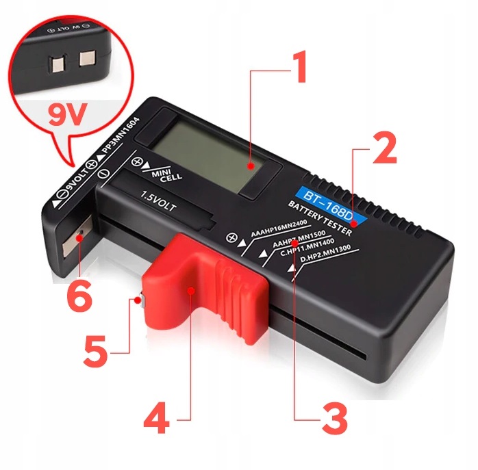 MIERNIK TESTER POJEMNOŚCI BATERII AKUMULATORÓW Waga produktu 0.05 g