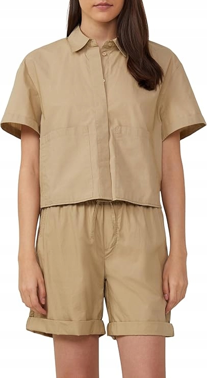 Soliver Dámská Košile S Krátkým Rukávem Béžová Hladká Bavlna 42 Jpa