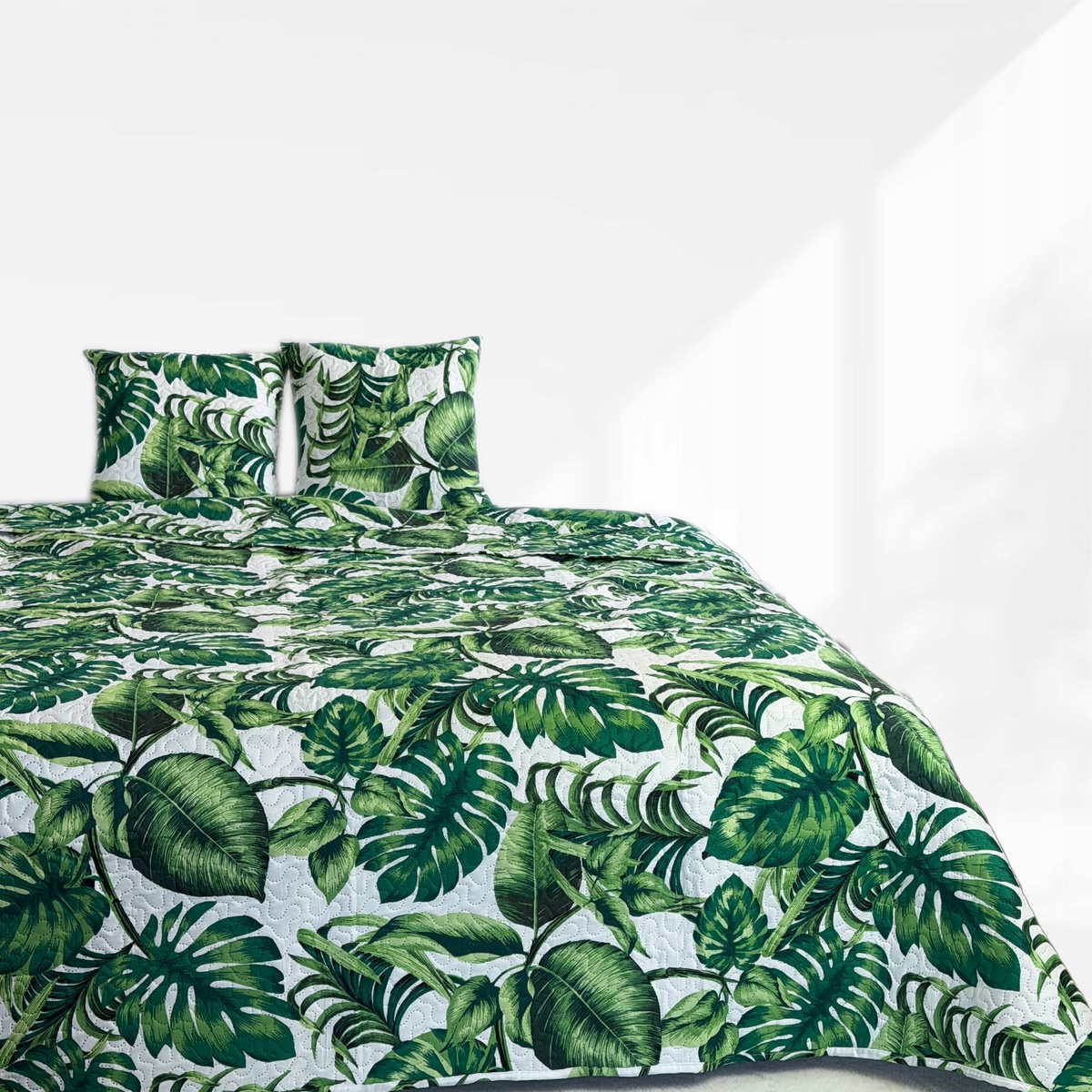 Narzuta Dwustronna na Łóżko Tavira Liście Monstery 220x240 cm poszewki