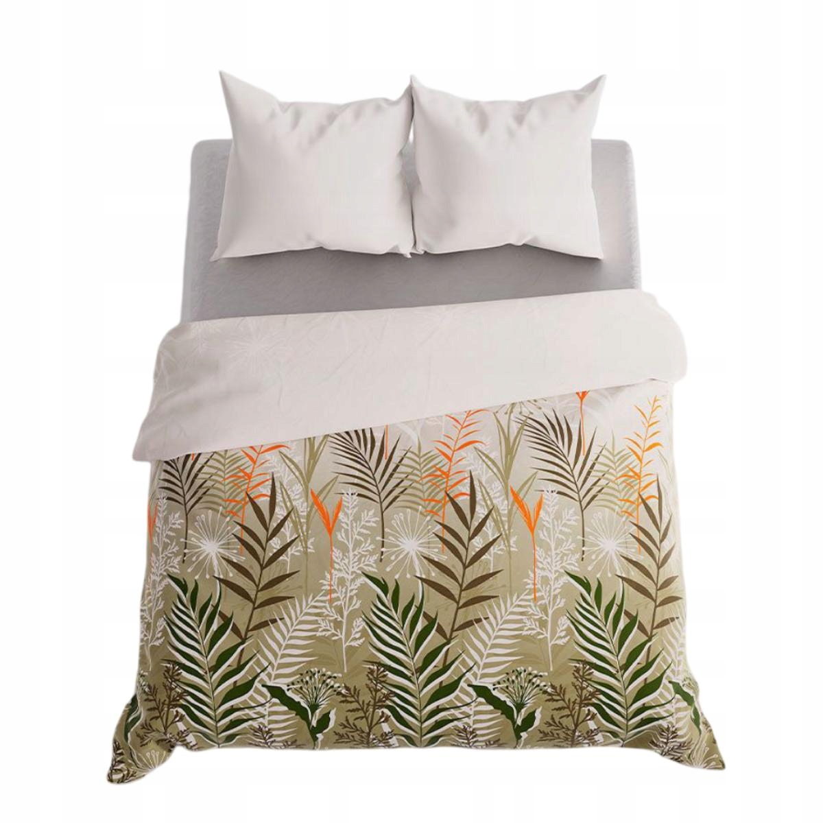 Sada povlečení Felina z saténové bavlny 220x200 bílá béžová zelená