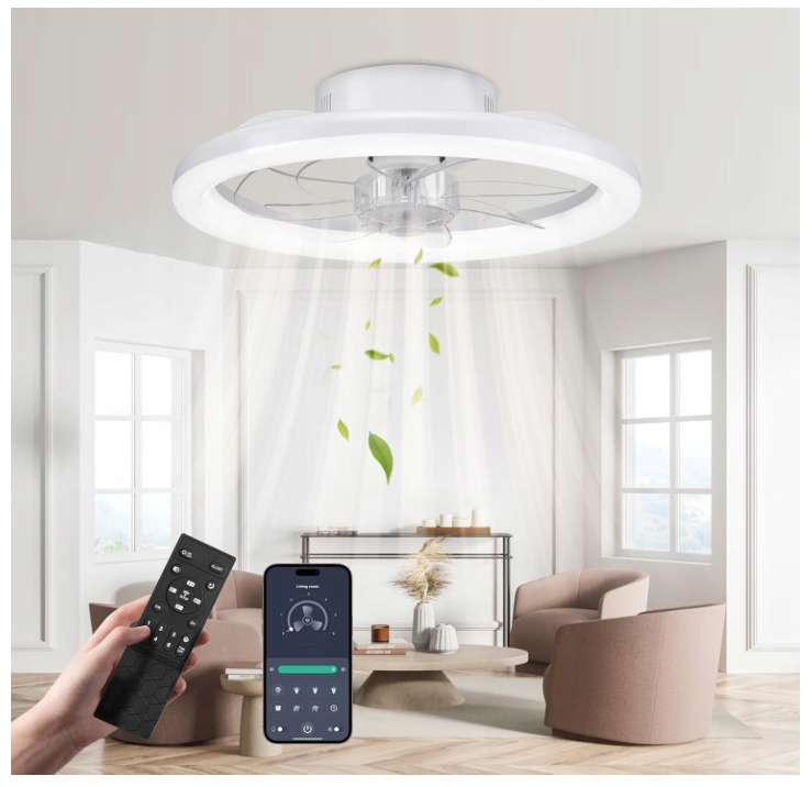 Lampa wisząca ŻYRANDOL WENTYLATOR SUFITOWY LAMPA LED 50W PILOT