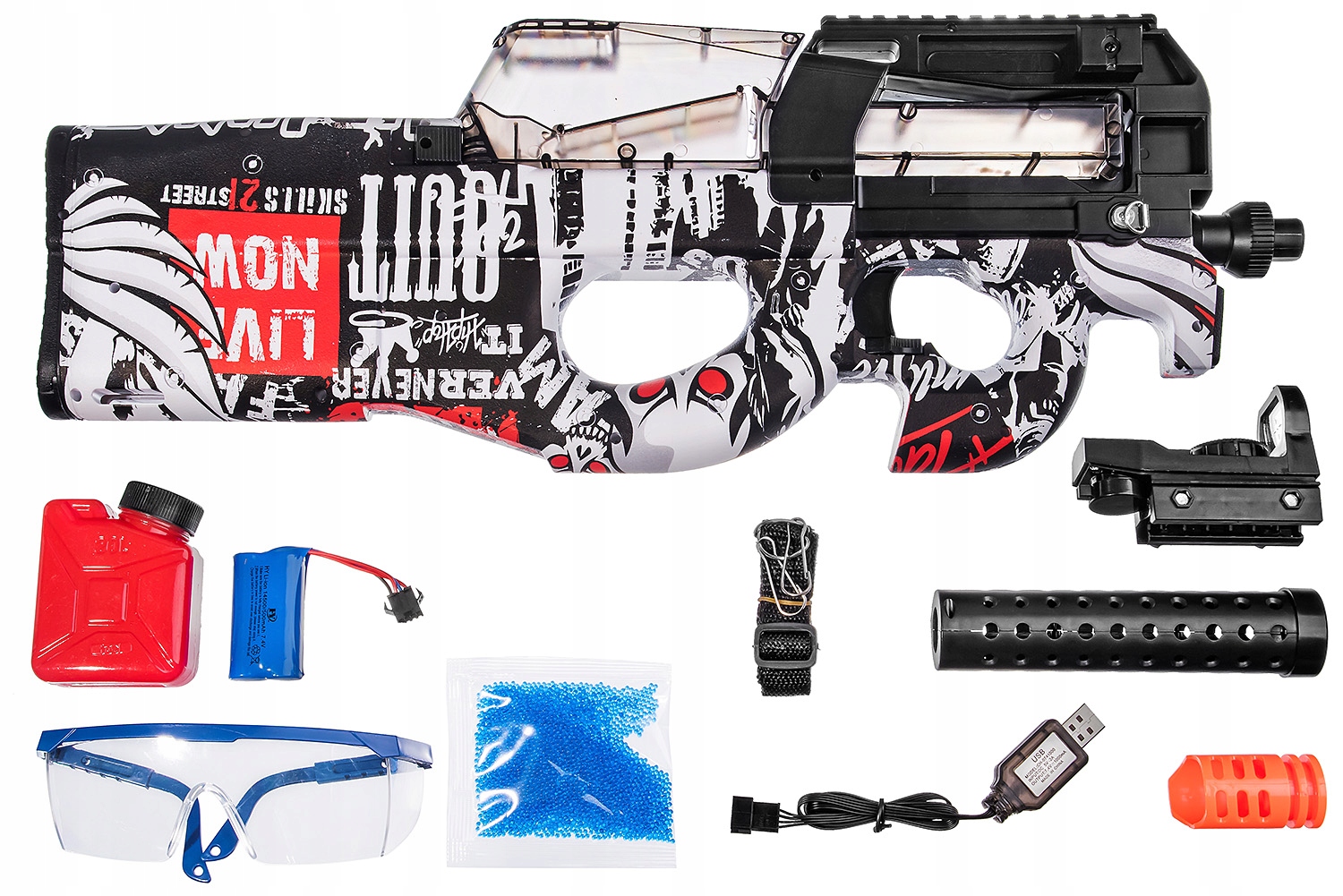 _ P90 PISTOLET KARABIN AUTOMAT NA KULKI ŻELOWE_ Płeć chłopcy dziewczynki