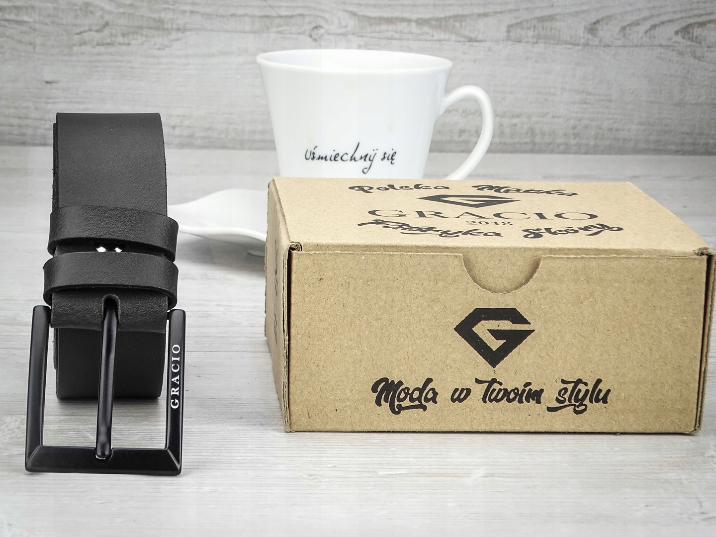 PASEK MĘSKI DO SPODNI SKÓRZANY GRACIO SKÓRA DŁUGOŚĆ PASKA 100 CM PREZENT Maks. szerokość 3.5 cm