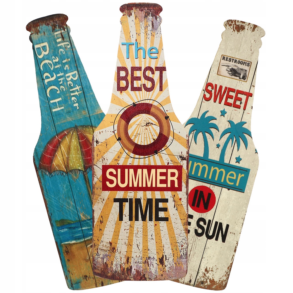 BUTELKA DREWNIANA WISIOREK PLAŻA 3 SZT Marka bez marki