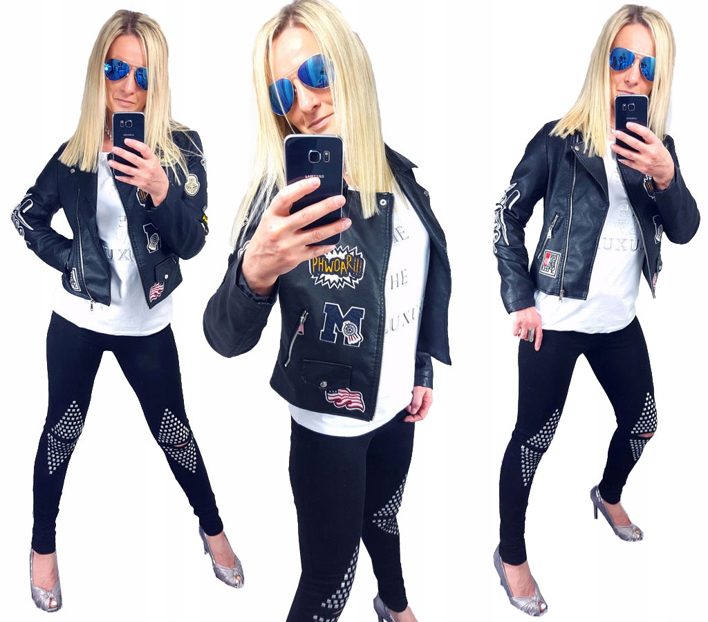 

Spodnie Legginsy Rurki Ćwieki Ripped Getry Dziury