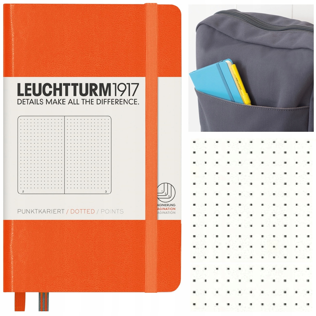 LEUCHTTURM1917 Notatnik Notes A6 Kropka bullet journal w kropki Pomarańczow