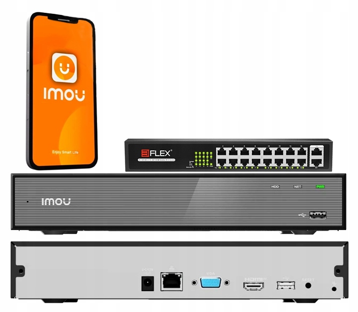 Rejestrator Ip Imou NVR-N118-8A0E-P Uhd 4K do 18 kamer Ip Switch 16x Poe