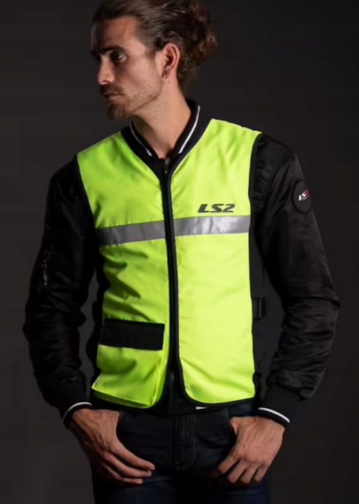 KAMIZELKA MOTOCYKLOWA LS2 VEST FLUO ODBLASKOWA Na Zamek Solidna M Rozmiar M