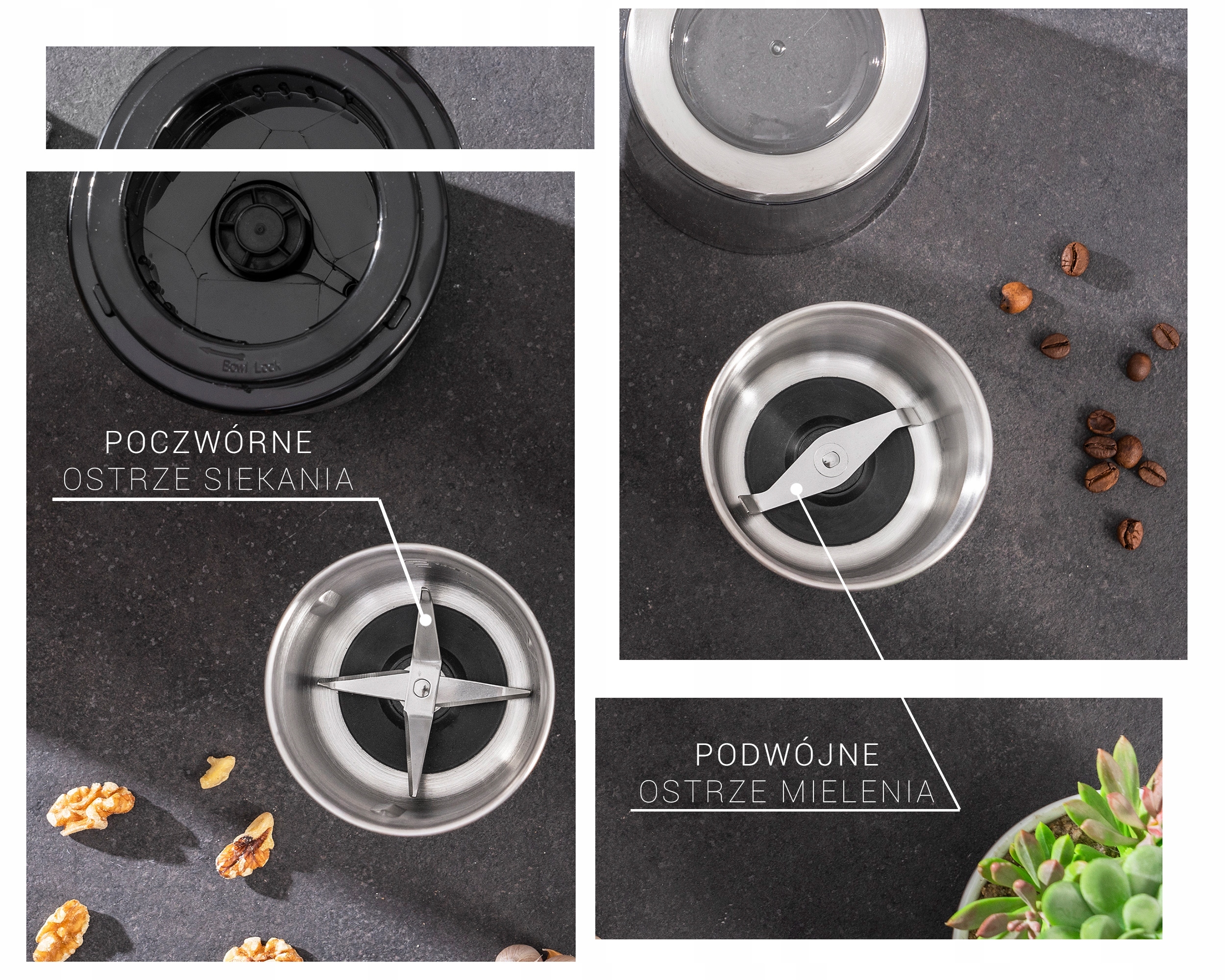 MOCNY MŁYNEK DO KAWY ZIÓŁ ZIAREN ORZECHÓW LNU PRZYPRAW ROZDRABNIACZ Marka Profi Cook