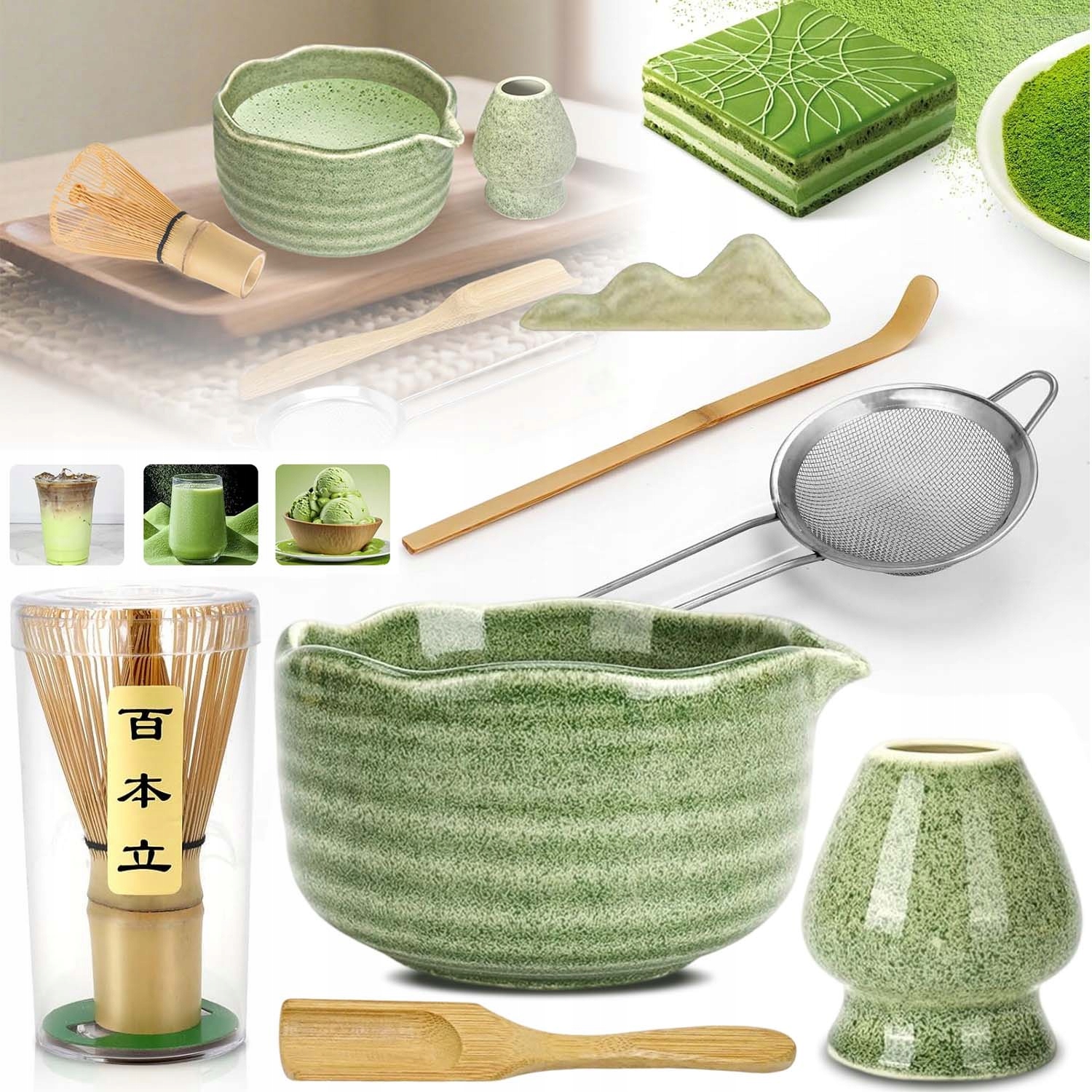 Levně Bambusová Šlehací Metla Matcha Set Keramika Jako Dárek
