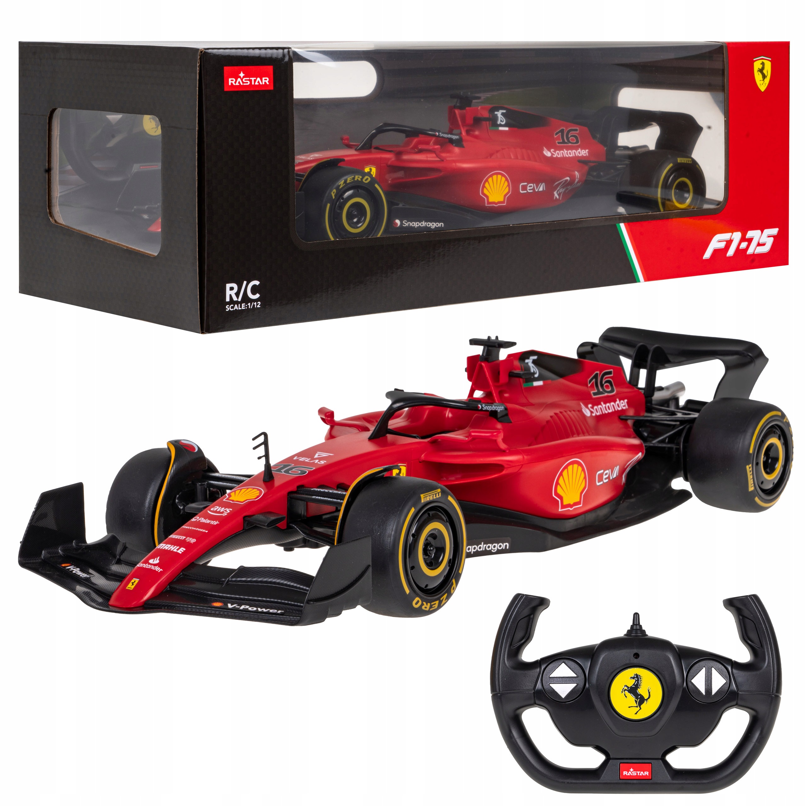 Ferrari F1 75 czerwony Rastar model 1:12 Zdalnie sterowany bolid Pilot 2,4