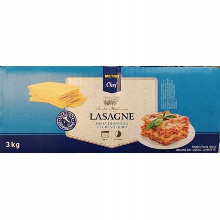 Levně Lasagne těstoviny 3kg Metro Chef