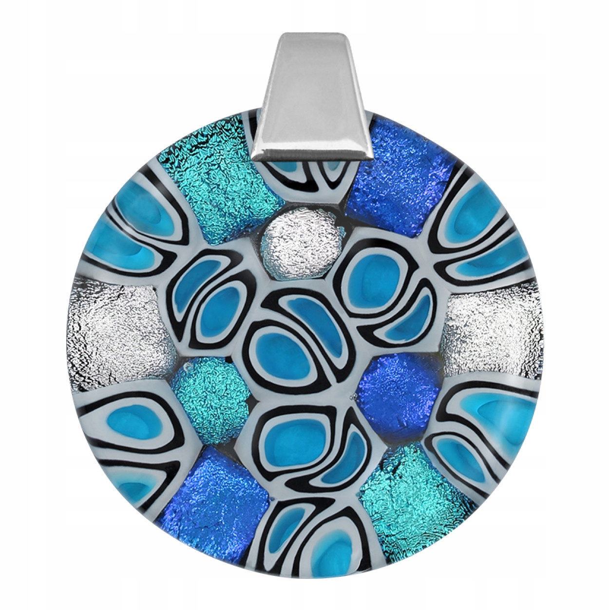 Dámský modrý přívěsek Harf sklo murano kolečko