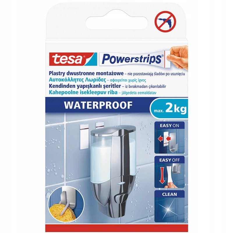 

Tesa Wodoodporne plastry montażowe 2 kg Powerstrip