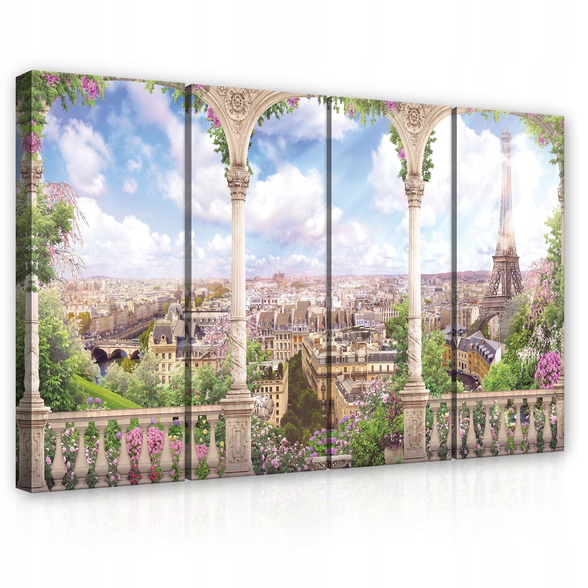 Obraz 120x80 Paríž Eiffelova veža balkón terasa kvety jar leto romantika