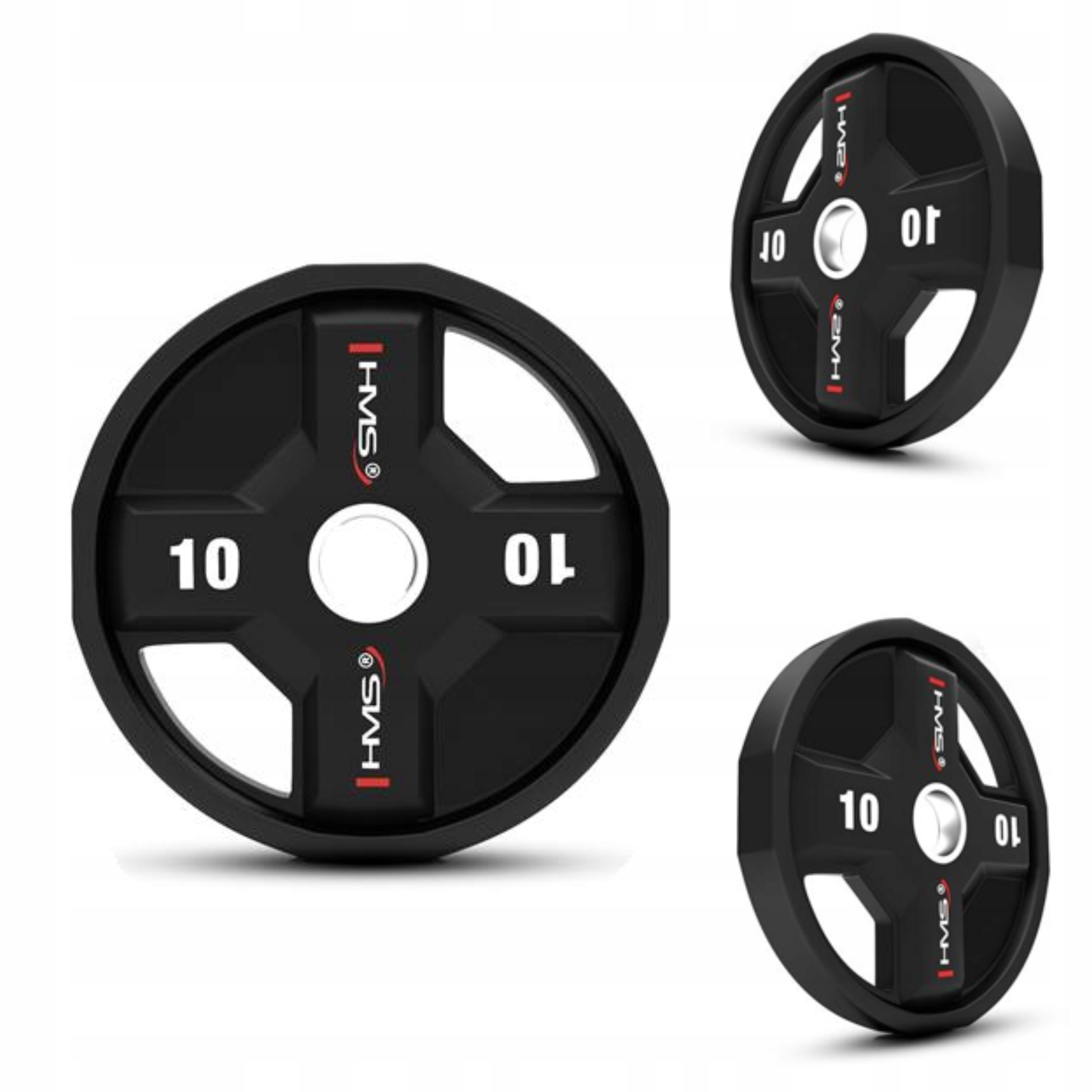 Pevný černý talíř 1x10 kg olympijský TPC10 s polyuretanovou závaží Hms