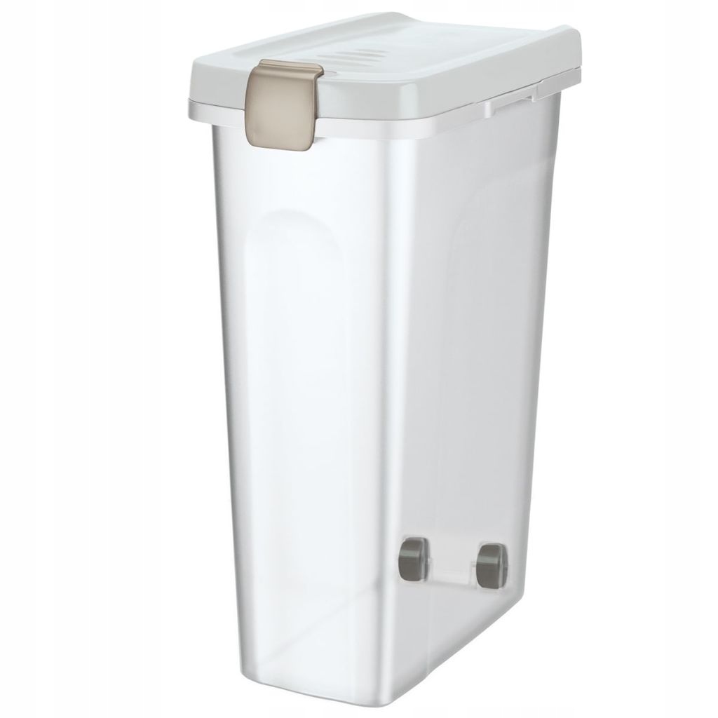 Levně Zásobník na krmivo, 40 l/27 × 61 × 45 cm, průhledný/bílý