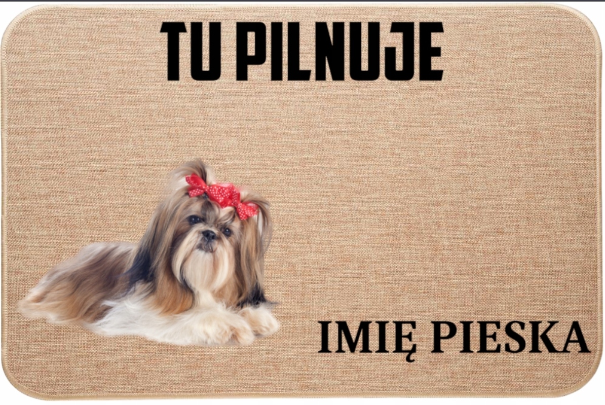 Lněná Vstupní Stěračka Tu Hlídá Jméno Shih Tzu