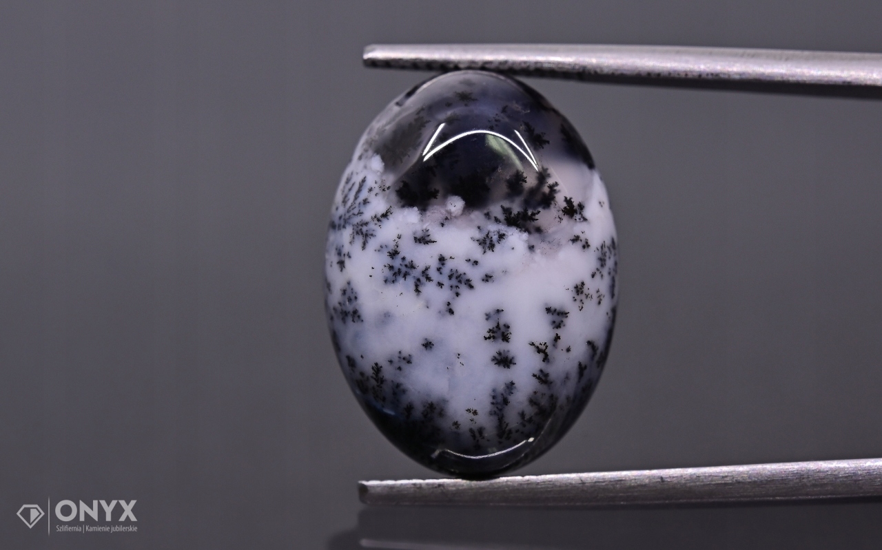 Dendritový achát z Turecka kabošon ovál 18x13 mm