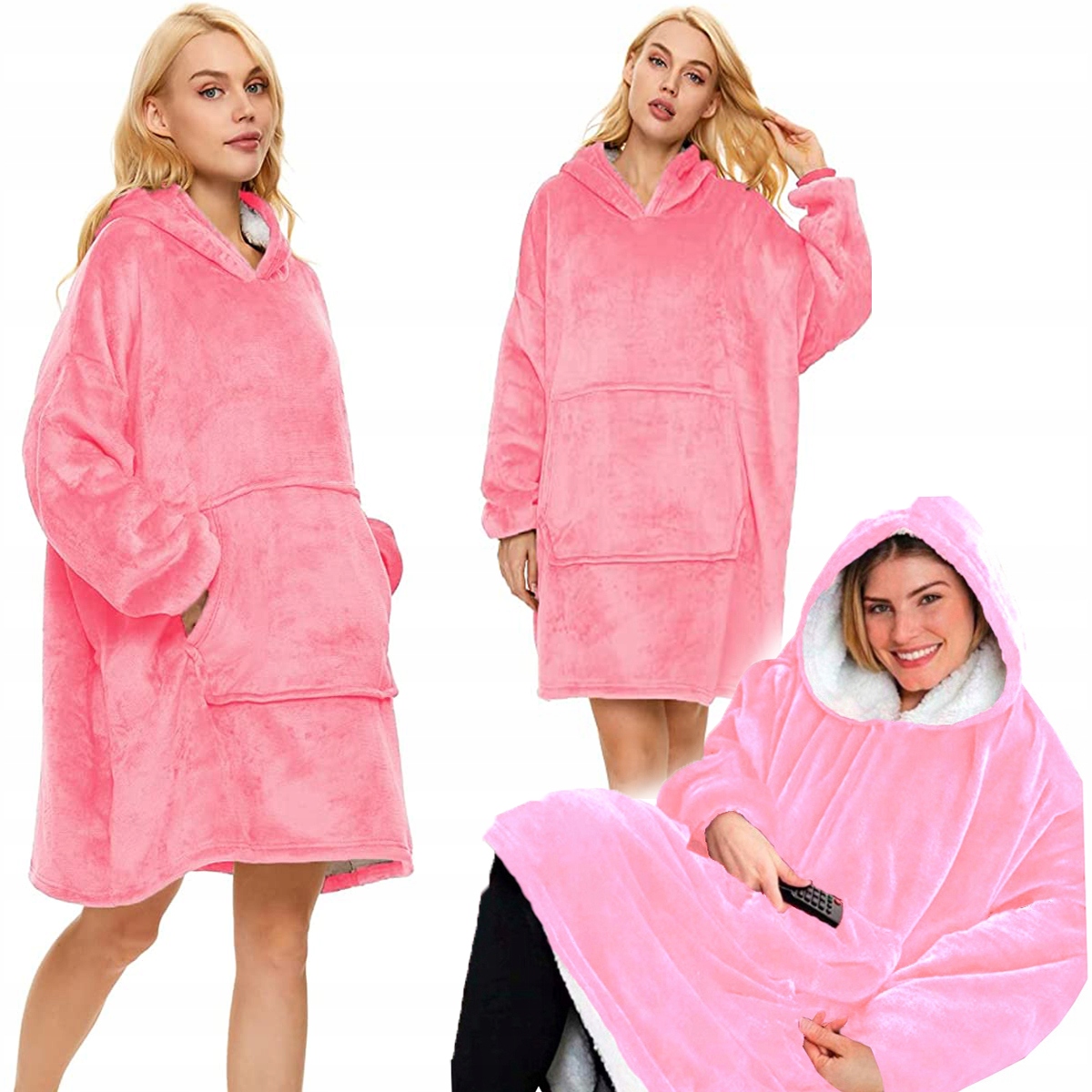 

2w1 Ciepła Bluza Oversize XXL Koc Włochacz Futrzak