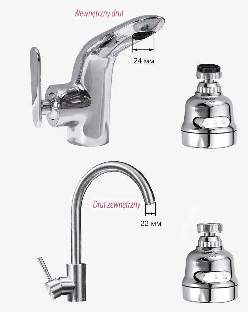 PERLATOR DO BATERII KUCHENNEJ PRZEDŁUŻKA Trójfunkcyjny MAX chrom Marka inna