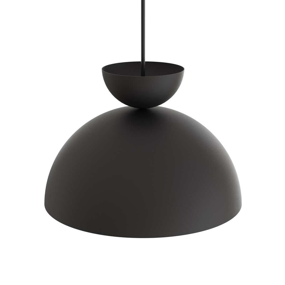 Závěsná lampa Lunaro 1S Black polokulová, matná, nastavitelná délka