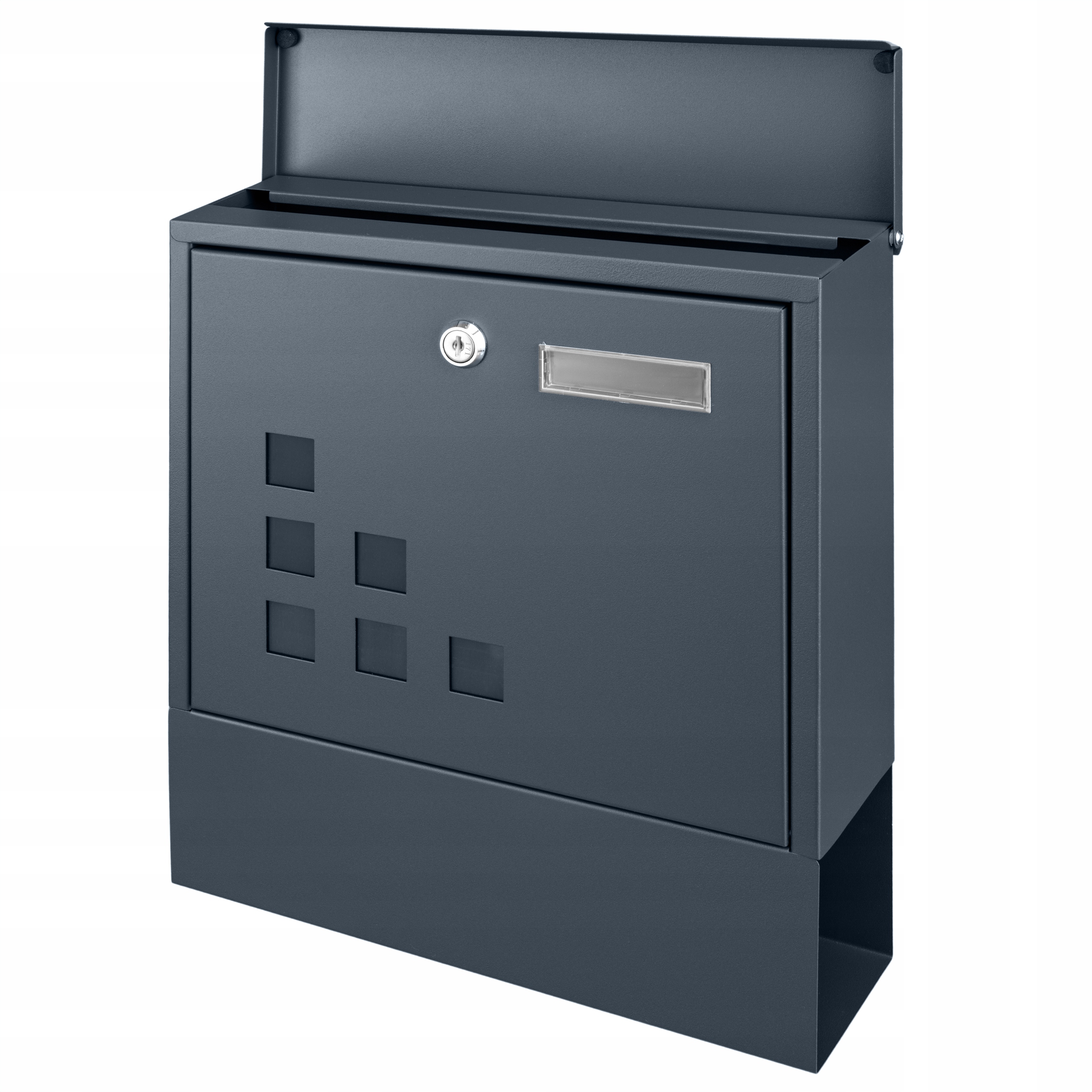 SKRZYNKA POCZTOWA NA LISTY POCZTĘ GAZETY ANTRACYT + ADRES NUMER DOMU NAPIS Marka M-TEC