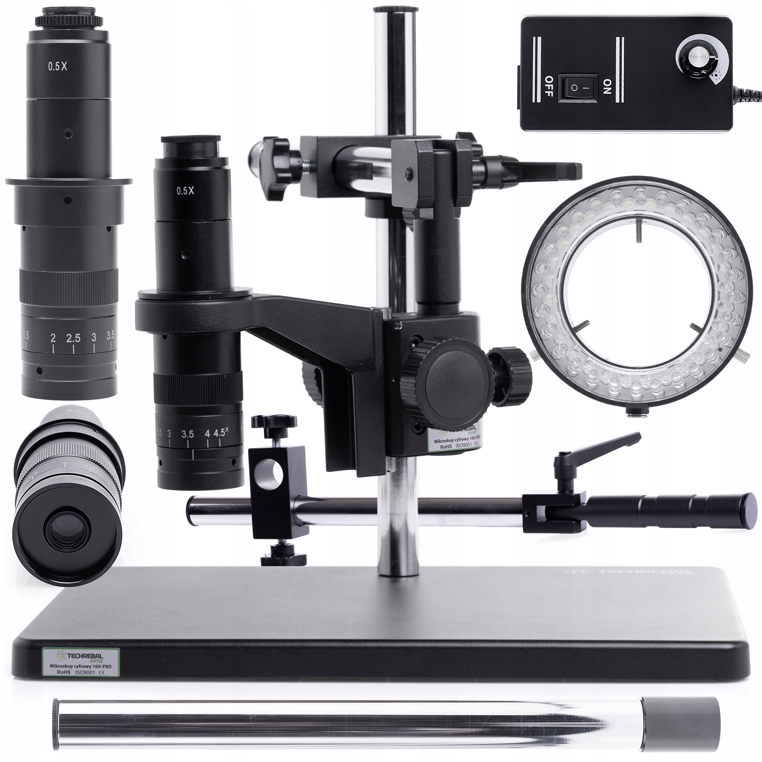 Digitální Mikroskop Techrebal 10A 7-45X Led Osvětlení 56X Přídavné Rameno