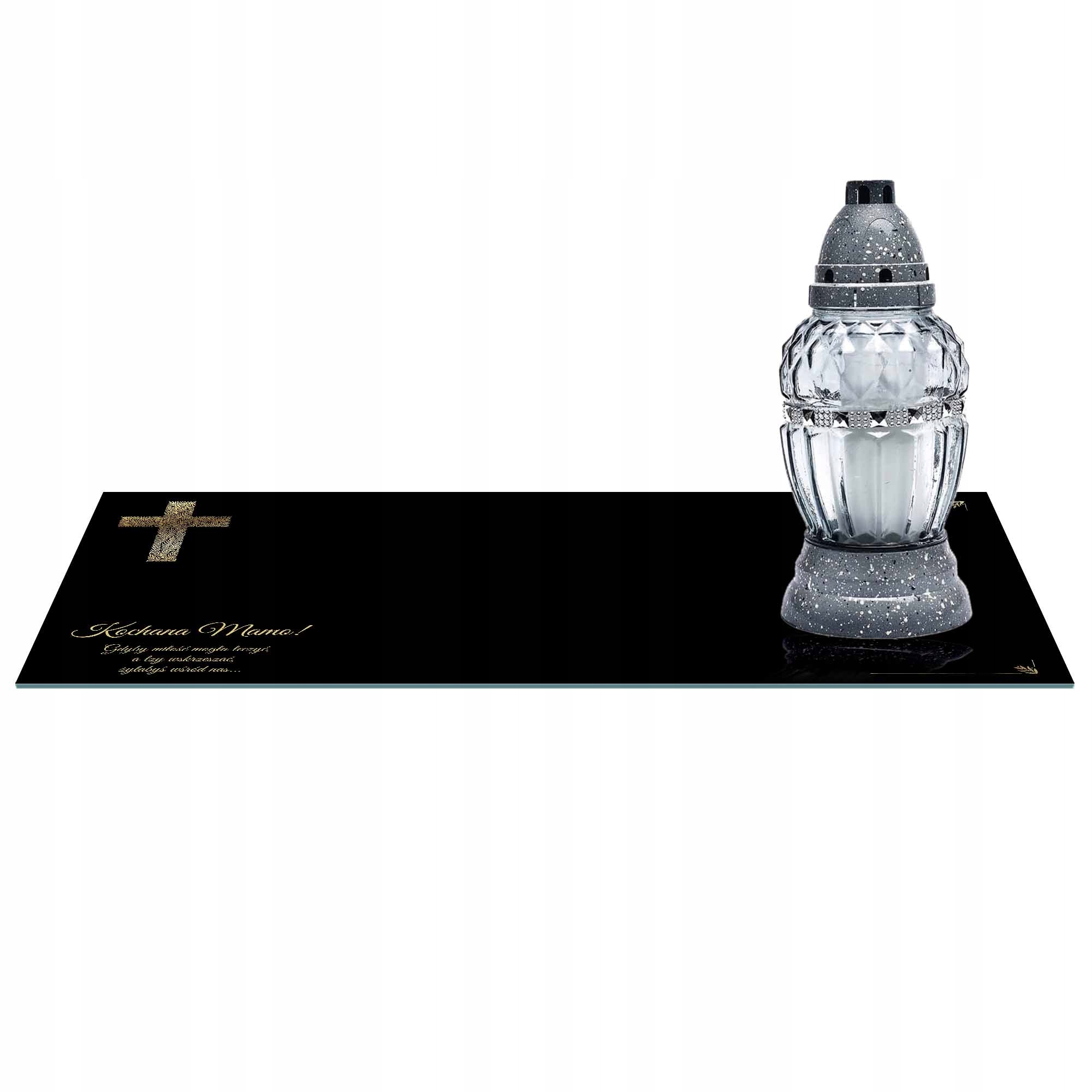 SZKLANA PODSTAWKA POD ZNICZE 60x20cm 500c Mama