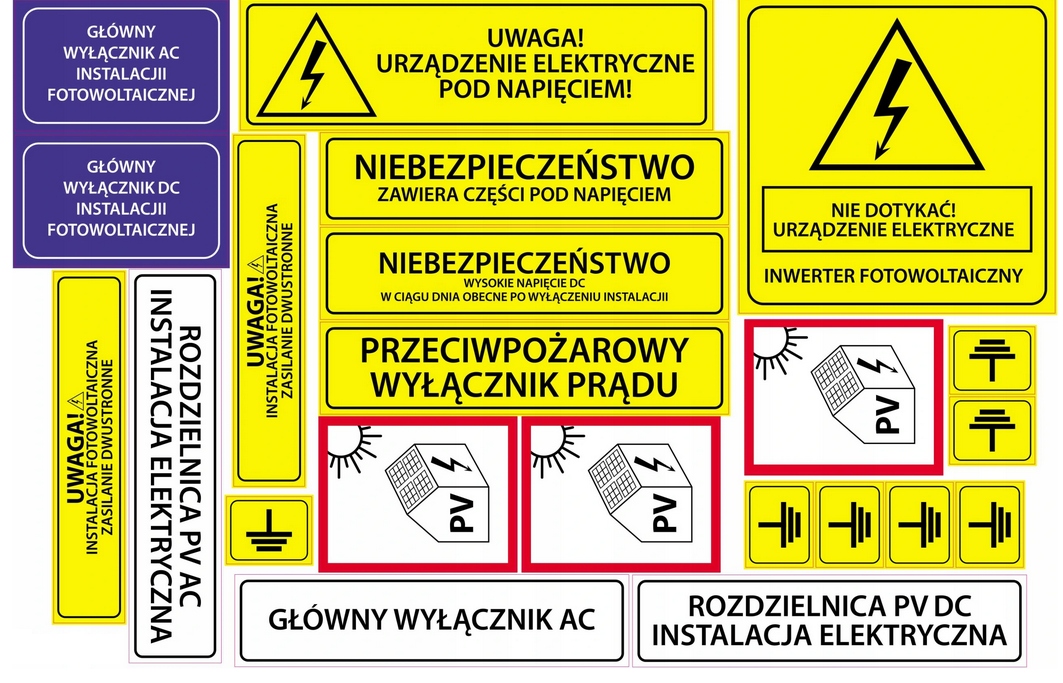 

Naklejki elektryczne Pv fotowoltaika 22szt