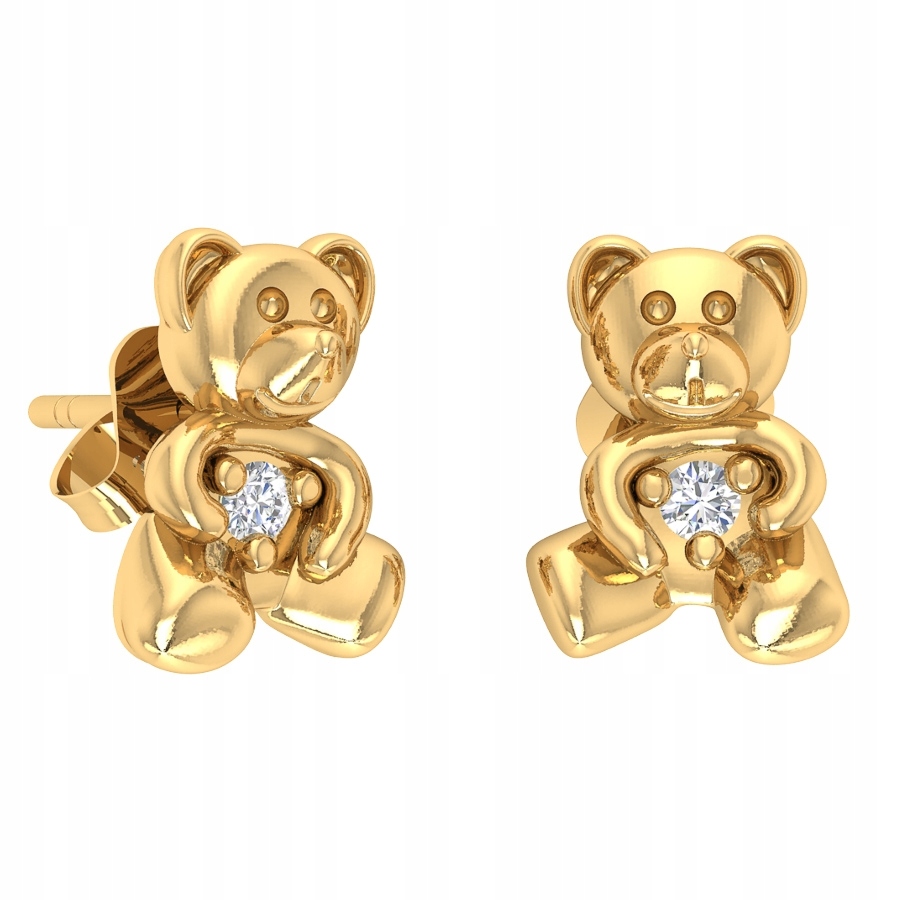 Zlaté Dětské Náušnice Medvídci Se Zirkony 585