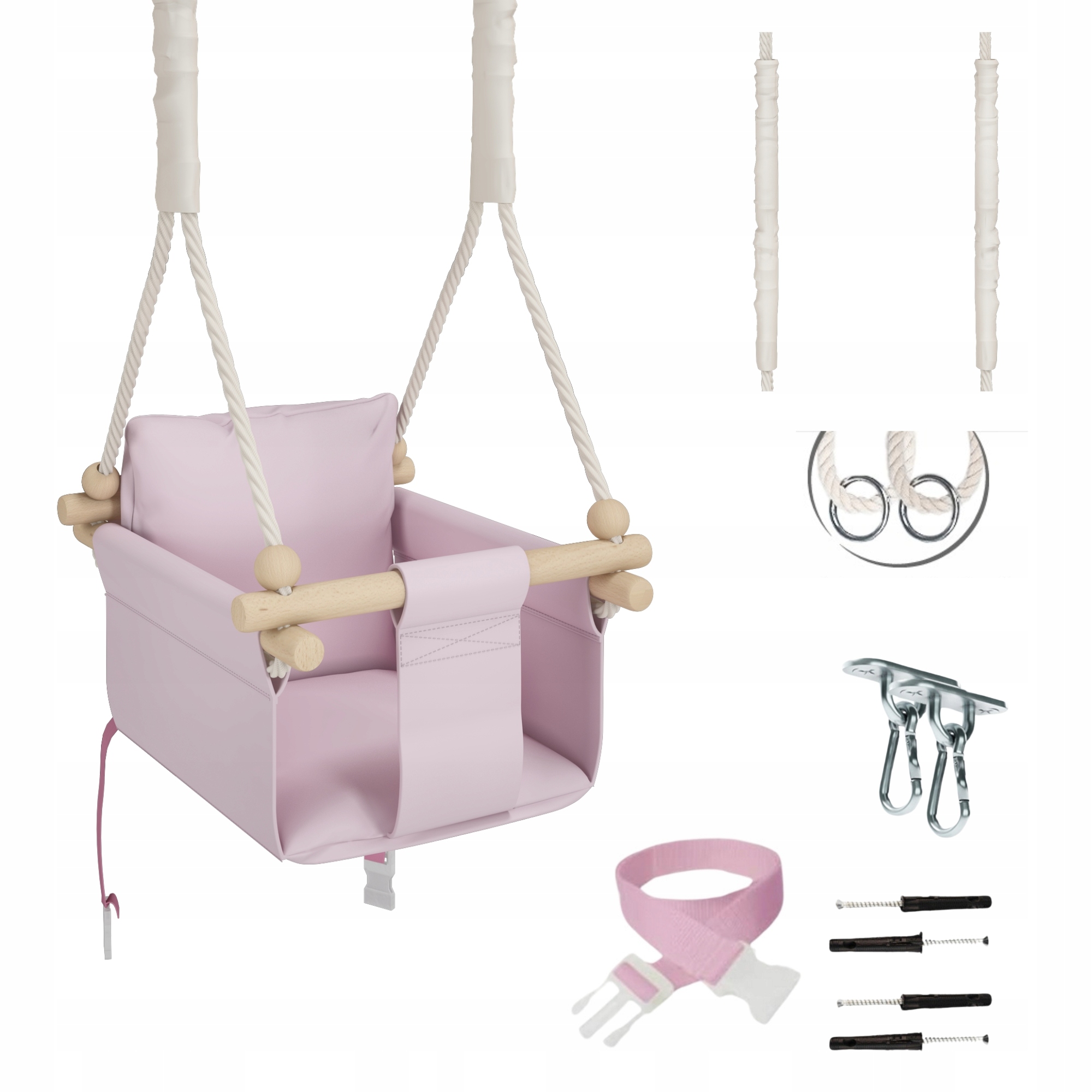 MAMOI Huśtawka dla dzieci SKANDYNAWSKA KORAL +PASY