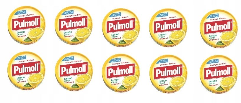 Levně 10x 45g Pulmoll Lemon bonbóny pastilky bez cukru Karton