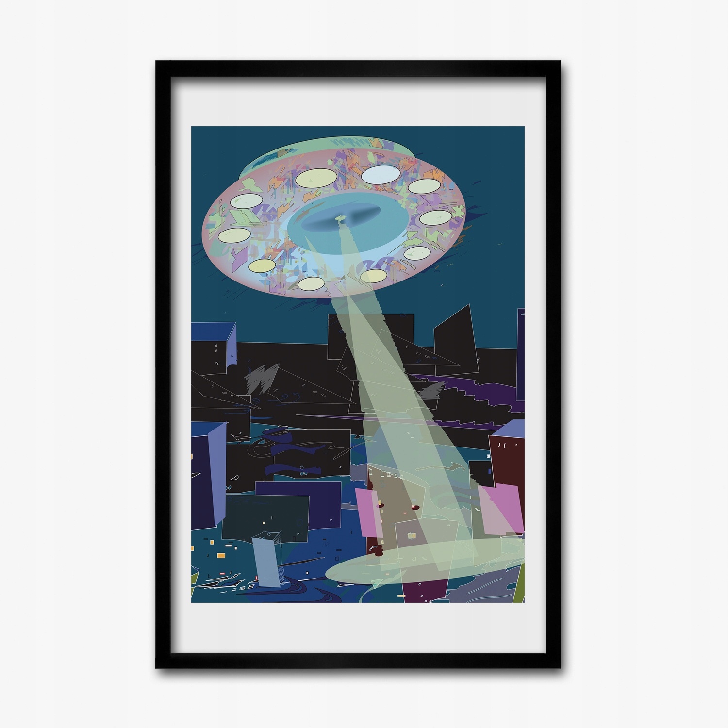 Grafika rámu Mdf Loď kosmická Ufo 40x60 cm