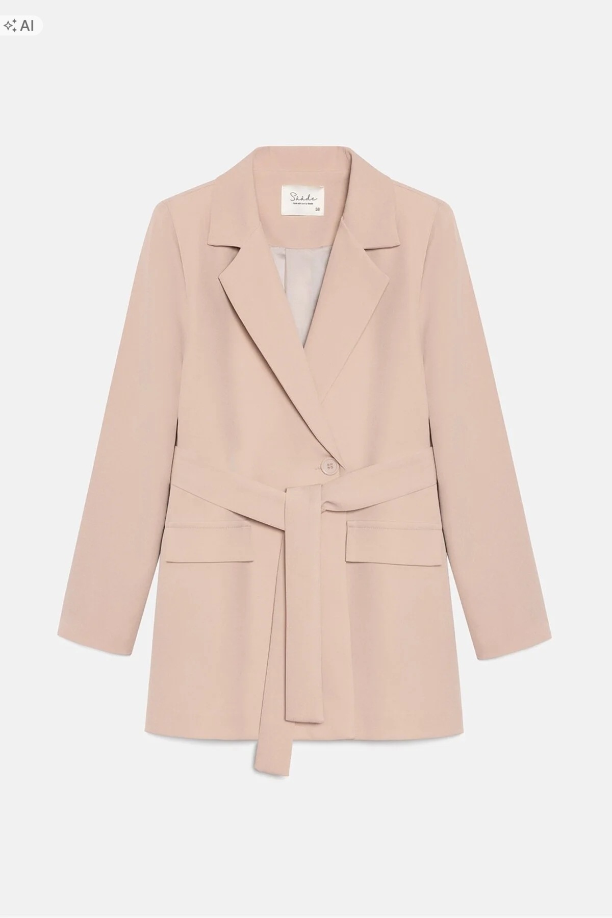 Měkká Sako S Páskem, Béžová, Elegantní 44 5IA
